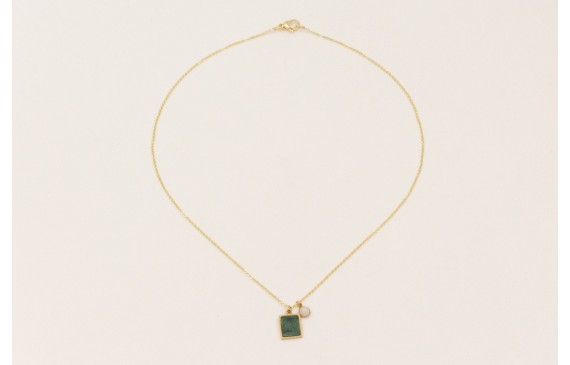 Collar cadena acero inoxidable con colgante piedra