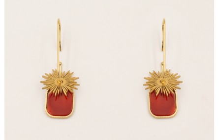 Pendientes gancho semicerrado con colgante piedra 