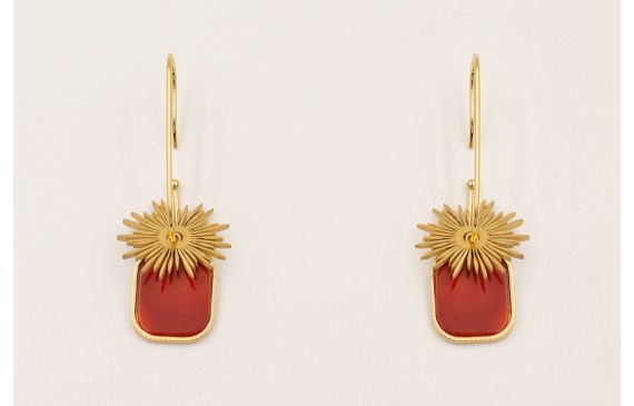 Pendientes gancho semicerrado con colgante piedra 