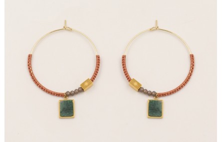 Pendientes aro grande acero inoxidable cosido hilo