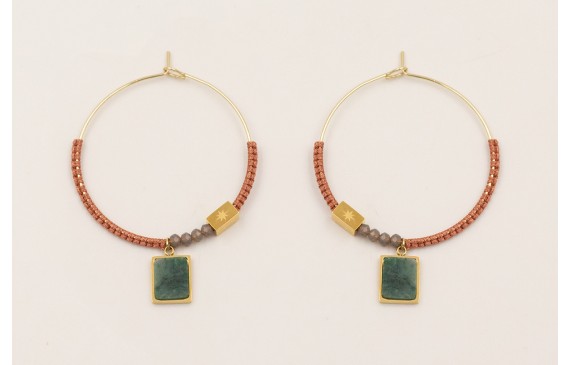 Pendientes aro grande acero inoxidable cosido hilo