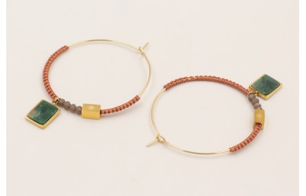 Pendientes aro grande acero inoxidable cosido hilo