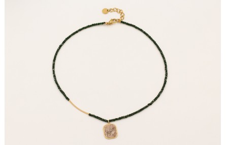 Collar cubos facetados cuarzo verde botella con tu