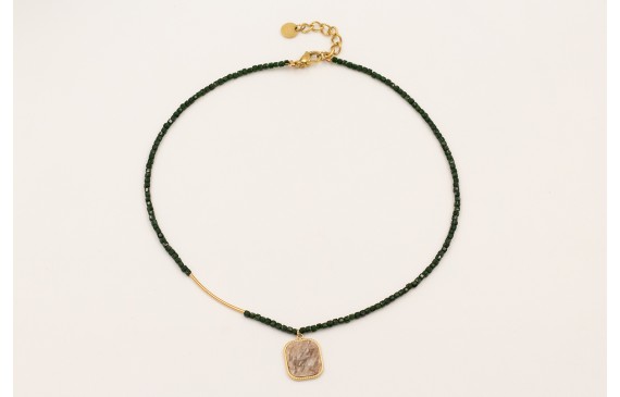 Collar cubos facetados cuarzo verde botella con tu