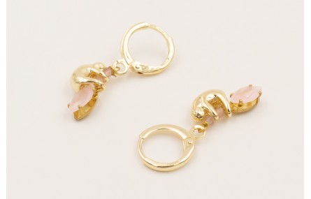 Pendientes cierre seguridad dorado con colgante ko