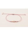 Pulsera hilo macramé lila con cabujón cristal rosa