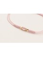 Pulsera hilo macramé lila con cabujón cristal rosa