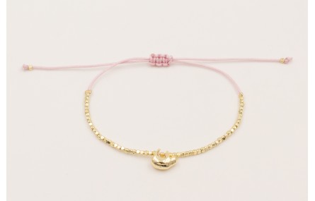 Pulsera hilo macramé lila koala dorado y facetadas