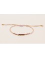 Pulsera hilo macramé lila y dorado con facetadas m