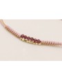 Pulsera hilo macramé lila y dorado con facetadas m