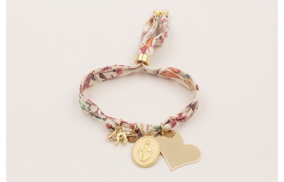 Pulsera lazo liberty ancho estampado flores lilas 
