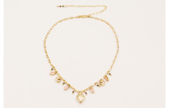 Collar cadena strass cristal rectangular con colga