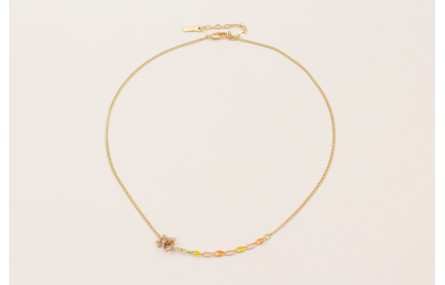 Collar cadena eslabón plano dorada mate con centro