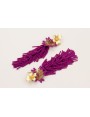 Pendientes flor dorado mate con fleco abalorio pur
