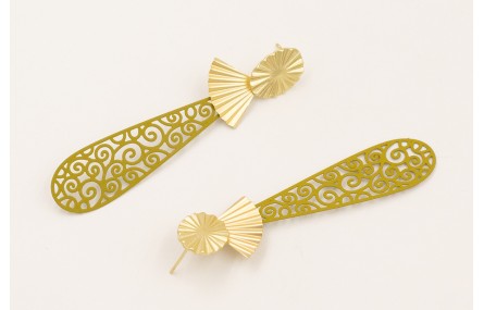 Pendientes perno ovalado abanico, triangulo plisad