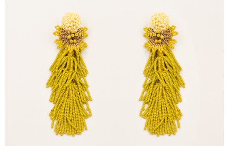 Pendientes perno disco abalorio engarzado amarillo