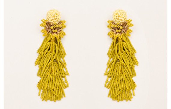 Pendientes perno disco abalorio engarzado amarillo