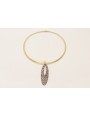 Collar lámina rigida dorada mate con colgante oval