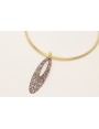 Collar lámina rigida dorada mate con colgante oval