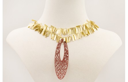 Collar doble cadena rectangulos colgando dorado ma