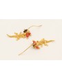 Pendientes gancho con lagarto y chips coral marrón
