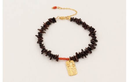 Pulsera chips coral marrones con micro tubo coral 