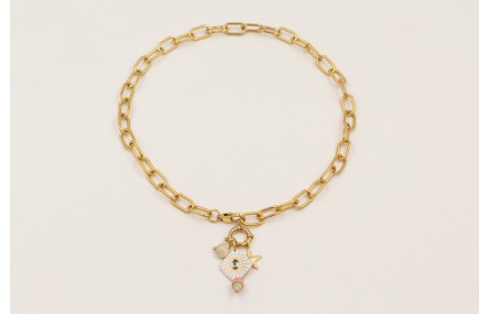 Collar cadena acero inoxidable con colgantes carac