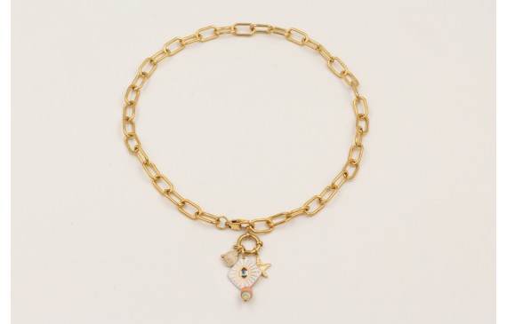 Collar cadena acero inoxidable con colgantes carac