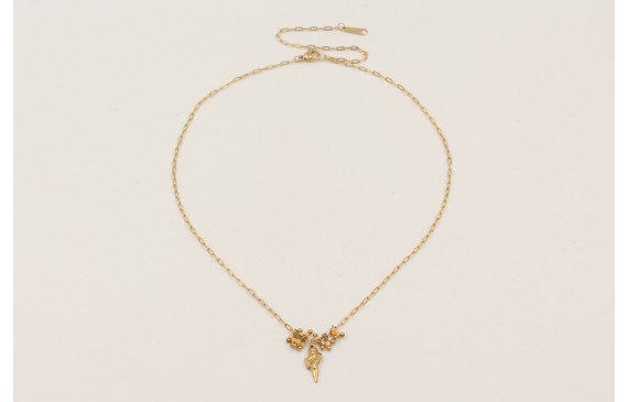 Collar cadena acero inoxidable con bolitas facetad