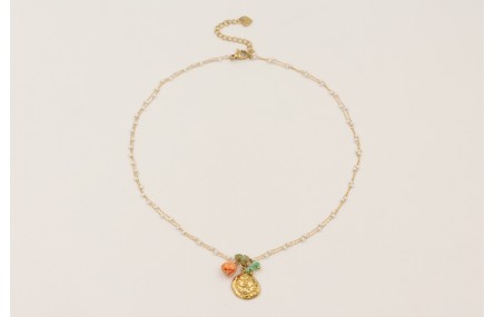 Collar cadena perlitas intercaladas acero inoxidab