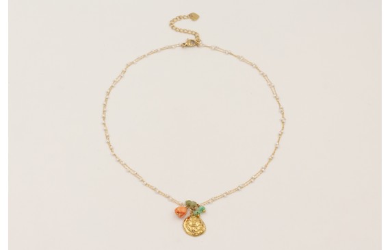 Collar cadena perlitas intercaladas acero inoxidab