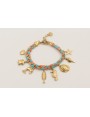 Pulsera trenza seda natural con colgantes acero in