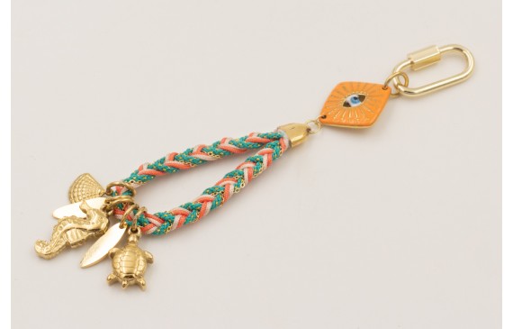 Llavero acero inoxidable con rombo ojo turco esmal