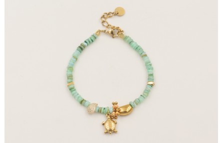 Pulsera discos coral color turquesa, burruño facet