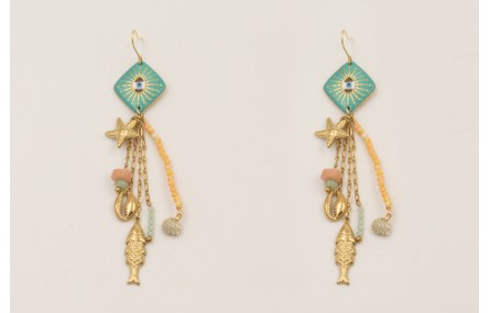 Pendientes acero inoxidable gancho con rombo ojo t