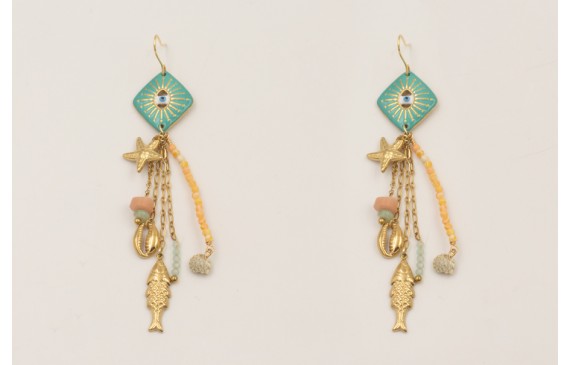 Pendientes acero inoxidable gancho con rombo ojo t