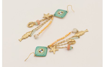 Pendientes acero inoxidable gancho con rombo ojo t