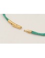 Pulsera cordón hilo dorado color turquesa con cier