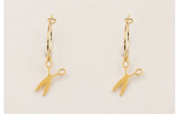 Pendientes de acero inoxidable aro y colgante tije