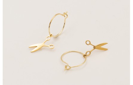 Pendientes de acero inoxidable aro y colgante tije