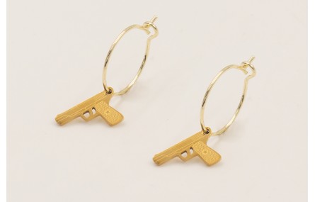 Pendientes de acero inoxidable aro y colgante pist