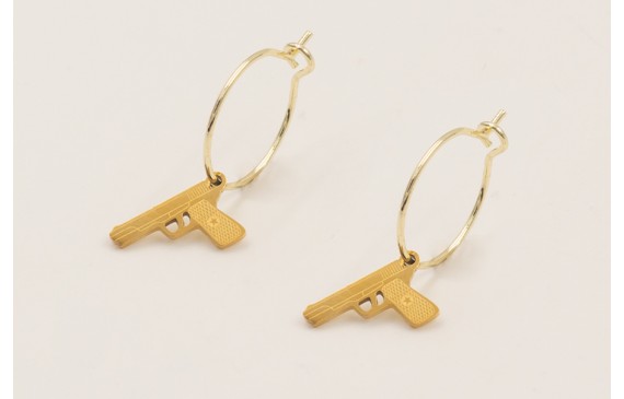 Pendientes de acero inoxidable aro y colgante pist