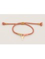 Pulsera cordón hilo dorado color rosa palo con ari