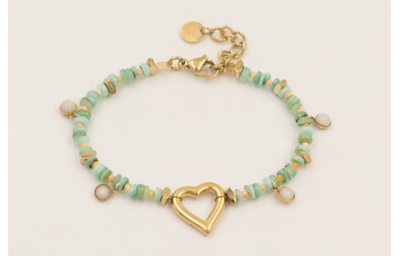 Pulsera discos coral color turquesa, bolas facetad