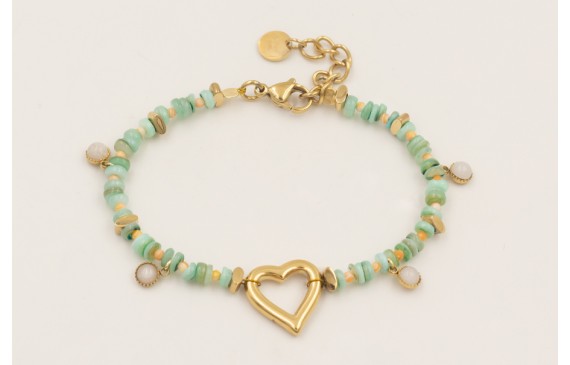 Pulsera discos coral color turquesa, bolas facetad