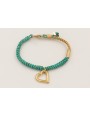 Pulsera cordón hilo dorado color turquesa con nudo