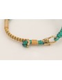 Pulsera cordón hilo dorado color turquesa con nudo