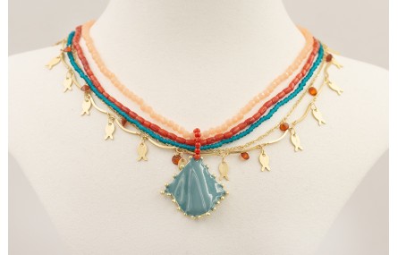 Collar varias vueltas con semipreciosas azules, tu