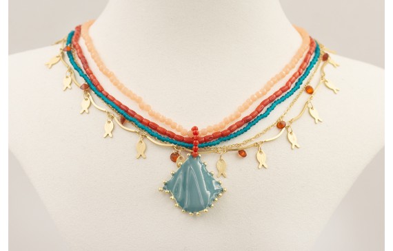 Collar varias vueltas con semipreciosas azules, tu