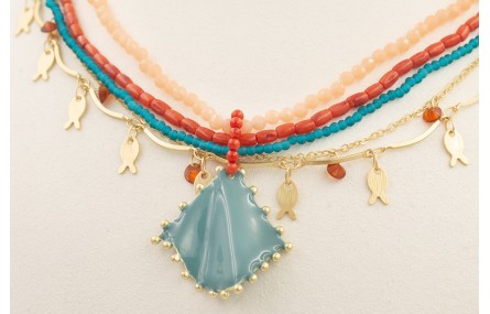 Collar varias vueltas con semipreciosas azules, tu